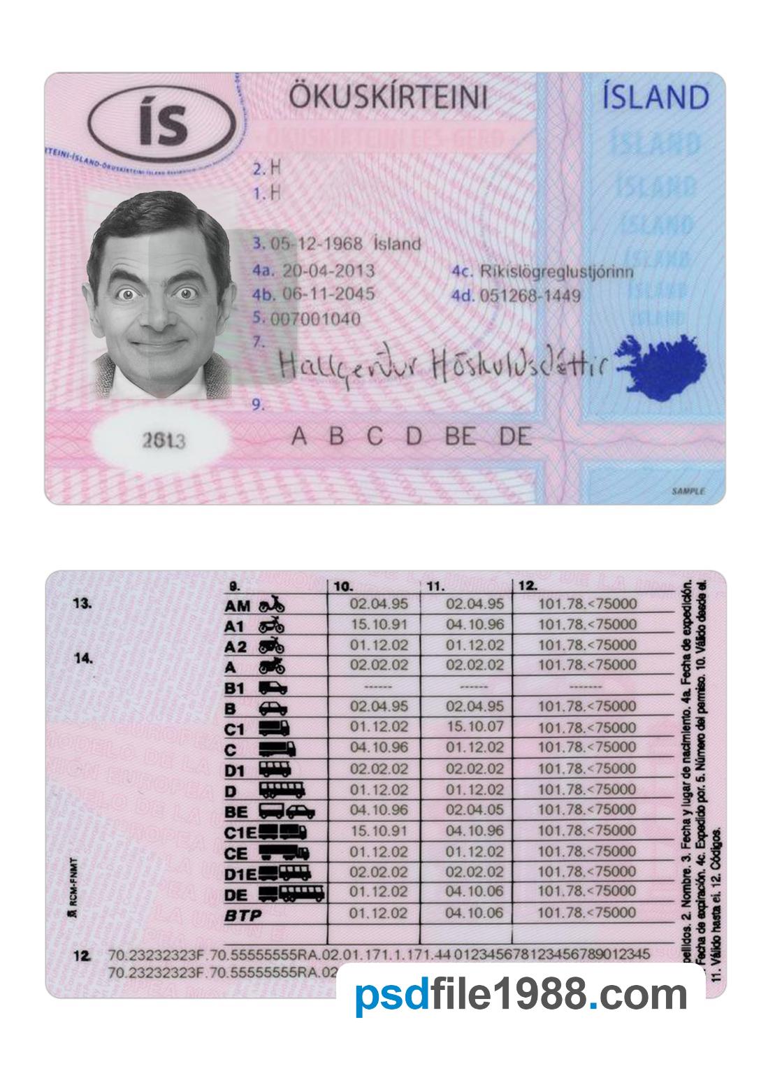 Iceland Driving License 2013-Present